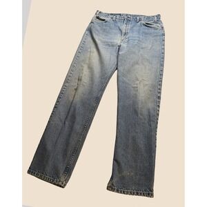 Vintage Levi's 505 Orange Tab Jeans 36x34 USA Made Straight Leg Faded Denim Work